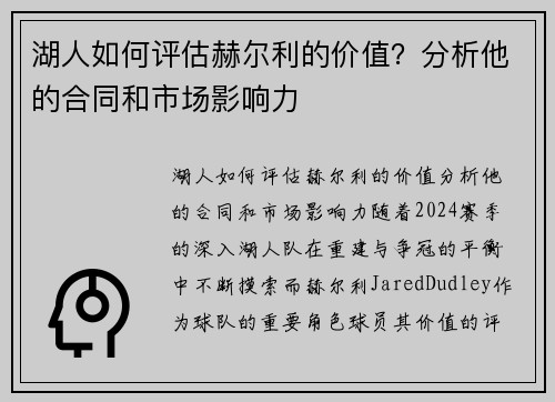湖人如何评估赫尔利的价值？分析他的合同和市场影响力