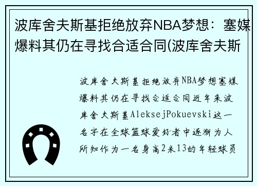 波库舍夫斯基拒绝放弃NBA梦想：塞媒爆料其仍在寻找合适合同(波库舍夫斯基姐姐)